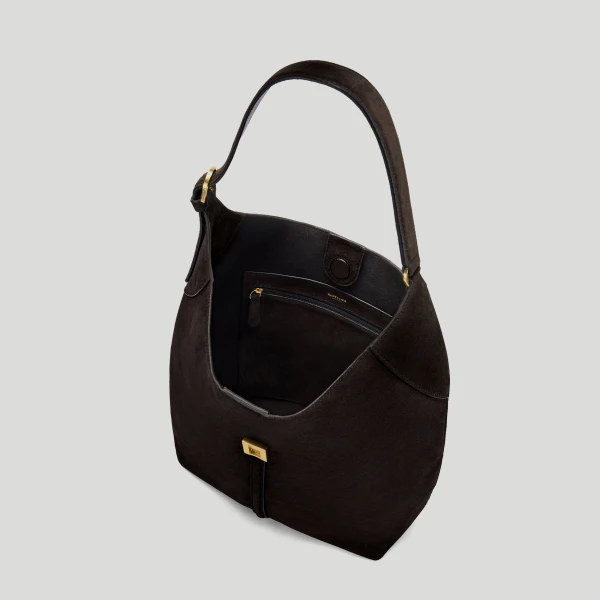 Demellier The Large Siena Bucket in Dark Chocolate Bucket Bag, view 3