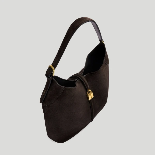 Demellier The Large Siena Bucket in Dark Chocolate Bucket Bag, view 4