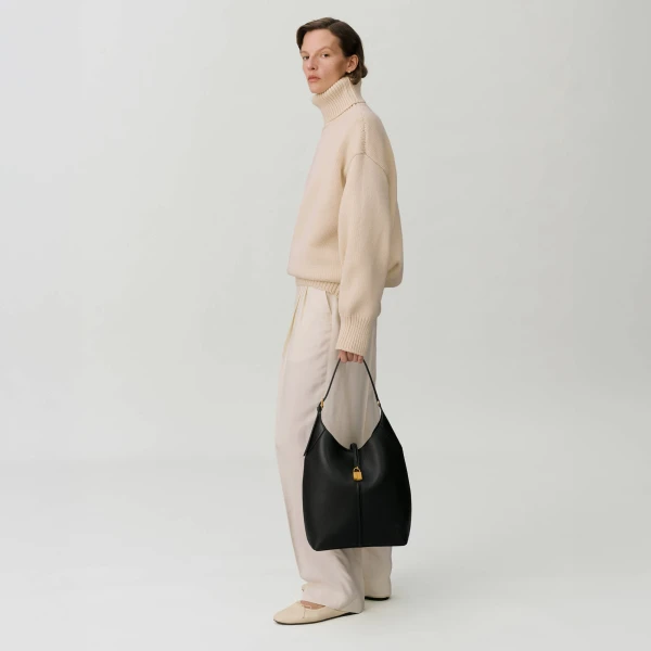 Demellier The Large Siena Bucket in Dark Chocolate Bucket Bag, view 7