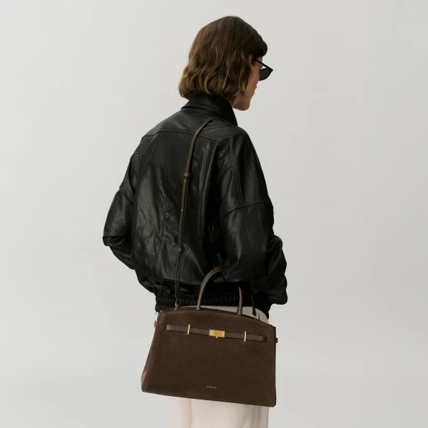 Demellier The Midi Hudson in Mocha Crossbody Bag, view 7