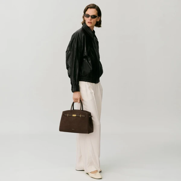 Demellier The Midi Hudson in Mocha Crossbody Bag, view 8