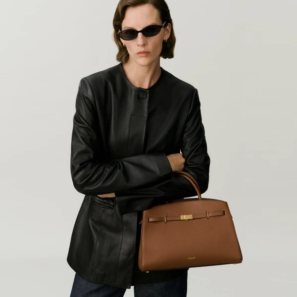 Demellier The Midi Hudson in Tan Crossbody Bag, view 7