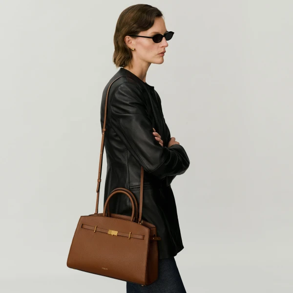 Demellier The Midi Hudson in Tan Crossbody Bag, view 8