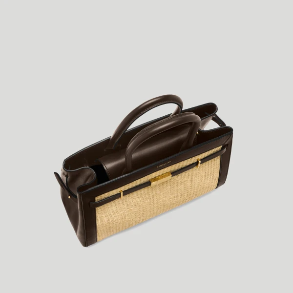 Demellier The Midi Hudson in Warm Raffia Crossbody Bag, view 4