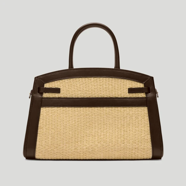 Demellier The Midi Hudson in Warm Raffia Crossbody Bag, view 6