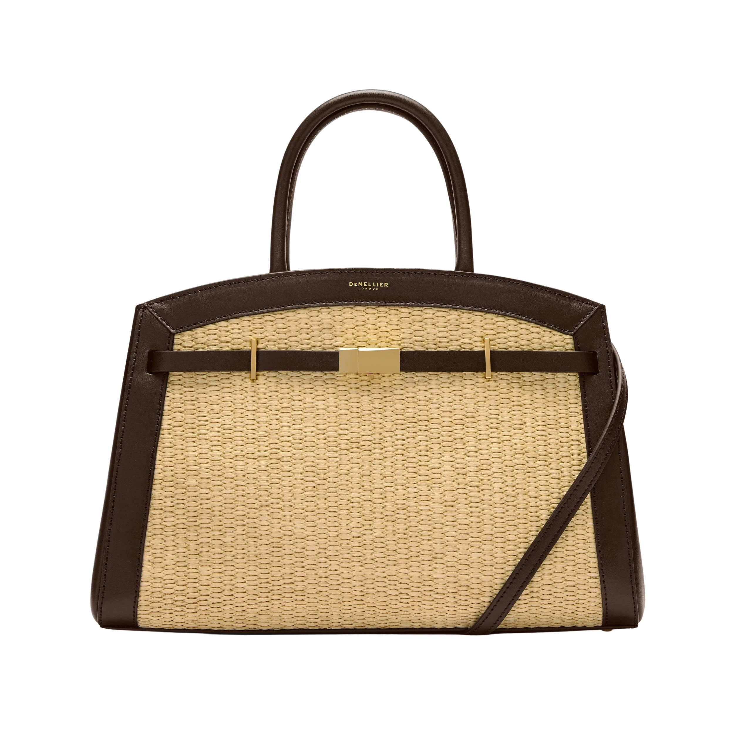 Brown-The-Midi-Hudson-in-Warm-Raffia56170_nobg Demellier The Midi Hudson in Warm Raffia Crossbody Bag