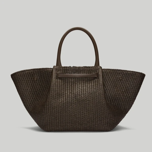 Demellier The Midi New York in Espresso Raffia Crossbody Bag, view 5
