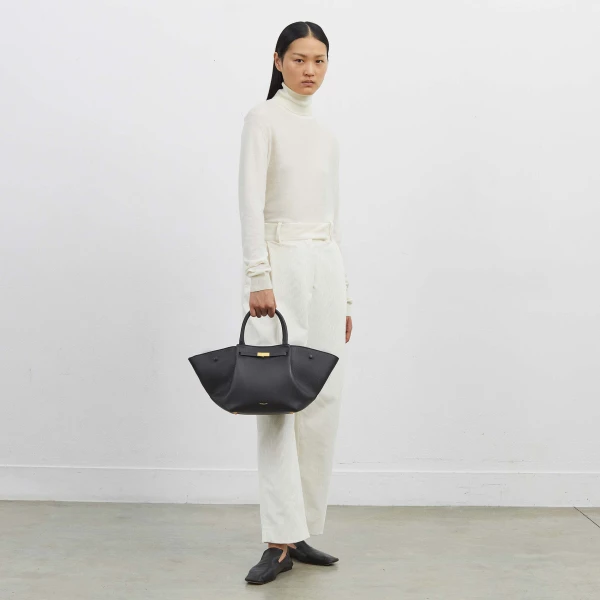 Demellier The Midi New York in Espresso Raffia Crossbody Bag, view 8