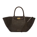 Demellier The Midi New York in Espresso Raffia Crossbody Bag