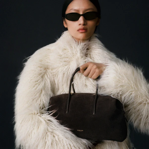 Demellier The Midi Stockholm in Dark Chocolate Tote Bag, view 2