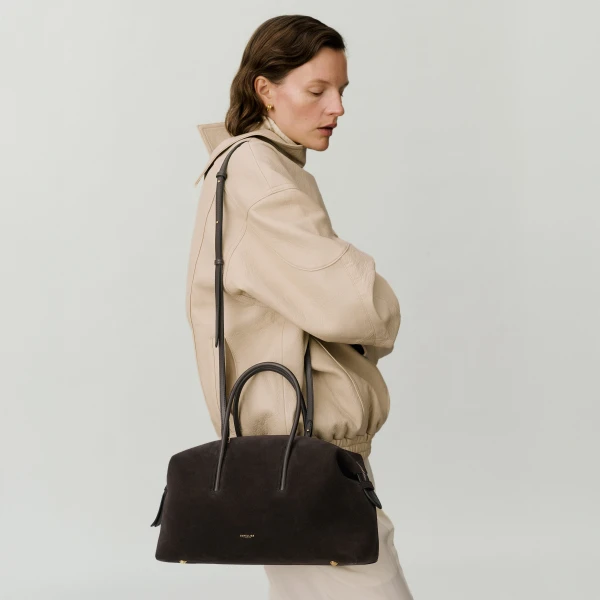Demellier The Midi Stockholm in Dark Chocolate Tote Bag, view 7