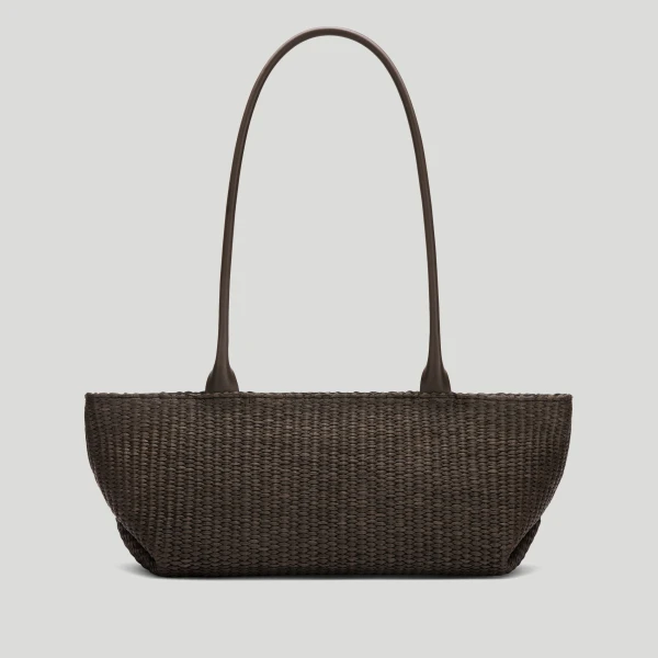 Demellier The New York Shoulder in Espresso Raffia Crossbody Bag, view 5