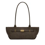 Demellier The New York Shoulder in Espresso Raffia Crossbody Bag