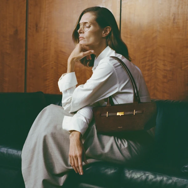 Demellier The New York Shoulder in Mocha Crossbody Bag, view 2