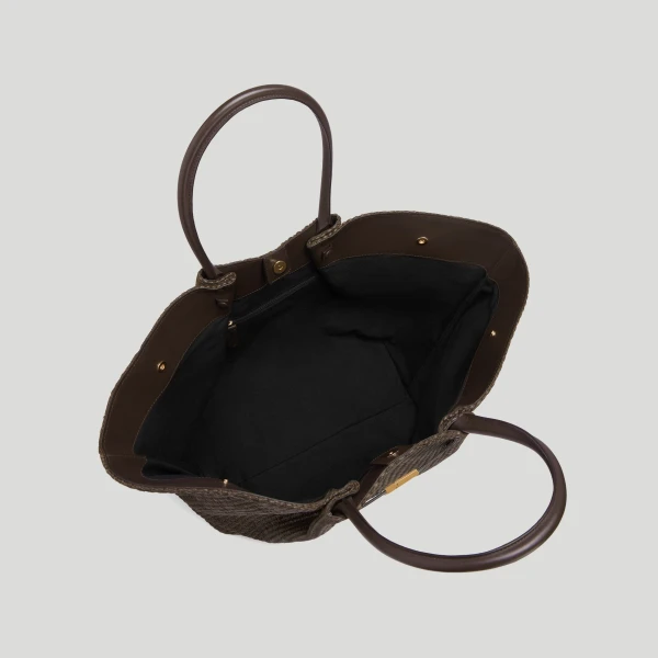 Demellier The New York in Espresso Raffia Crossbody Bag, view 3