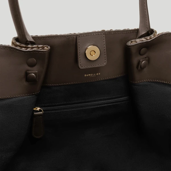 Demellier The New York in Espresso Raffia Crossbody Bag, view 4