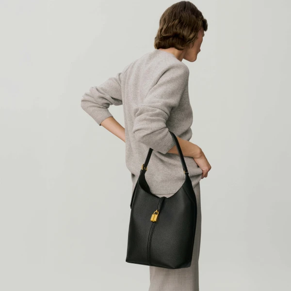 Demellier The Siena Bucket in Tan Bucket Bag, view 8