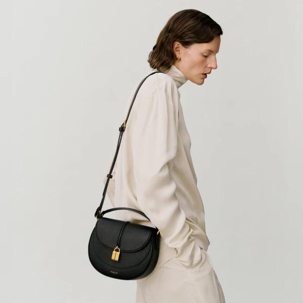 Demellier The Siena Saddle in Mocha Crossbody Bag, view 6