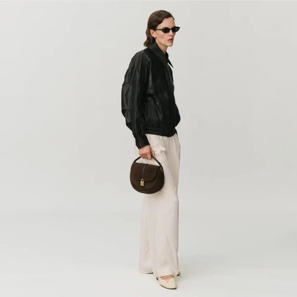 Demellier The Siena Saddle in Mocha Crossbody Bag, view 7