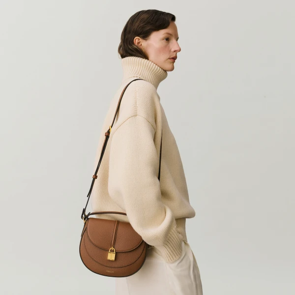 Demellier The Siena Saddle in Tan Crossbody Bag, view 7