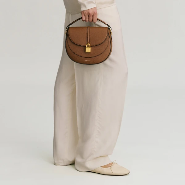 Demellier The Siena Saddle in Tan Crossbody Bag, view 8