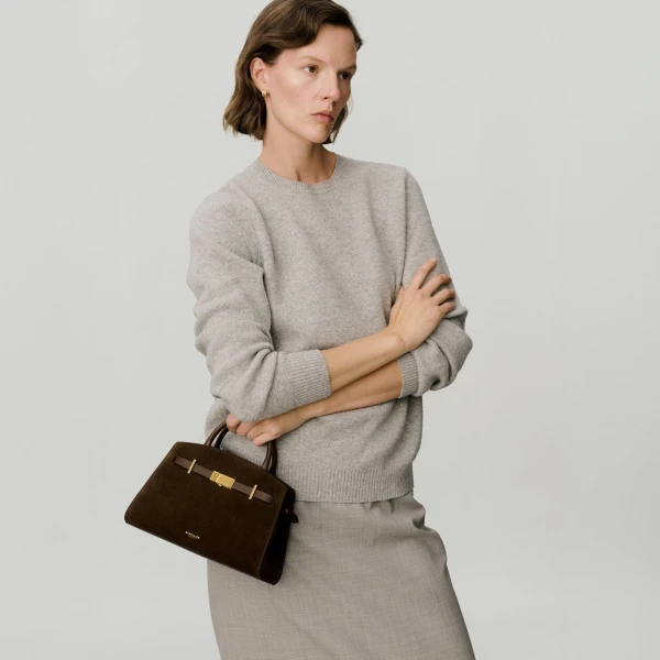 Demellier The Small Hudson in Mocha Crossbody Bag, view 7