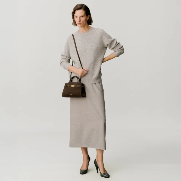 Demellier The Small Hudson in Mocha Crossbody Bag, view 8