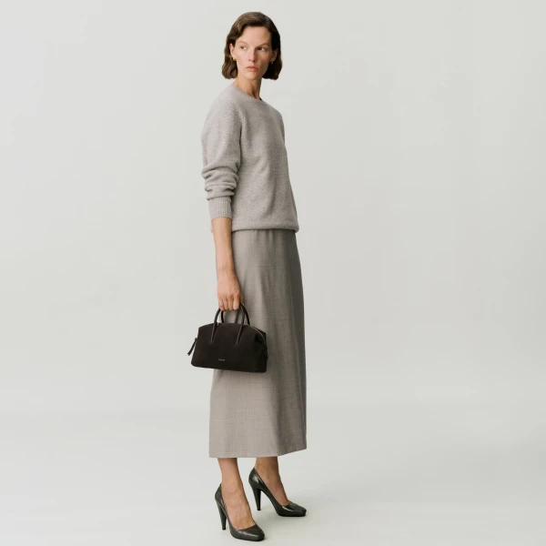 Demellier The Small Stockholm in Dark Chocolate Tote Bag, view 8