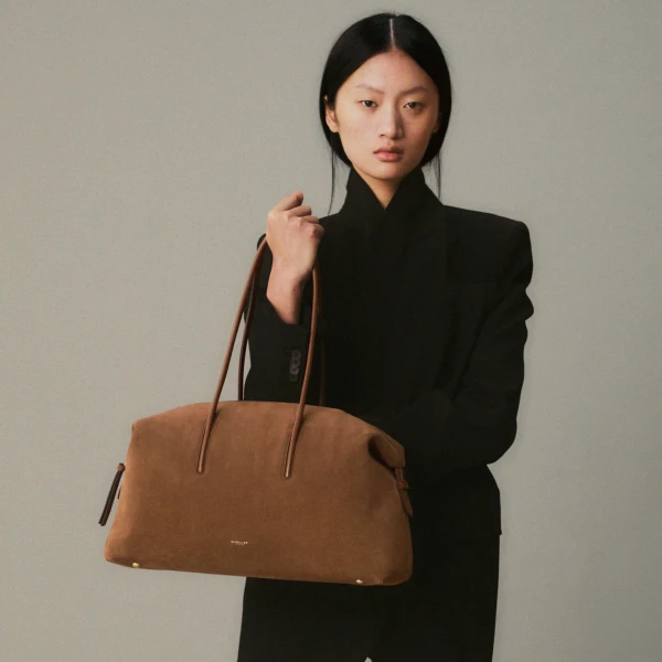 Demellier The Stockholm in Deep Tan Tote Bag, view 2