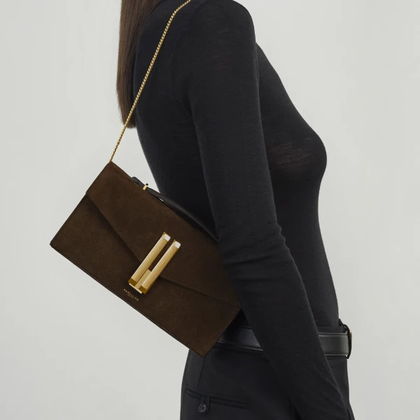Demellier The Vancouver Clutch in Mocha Clutch Bag, view 8
