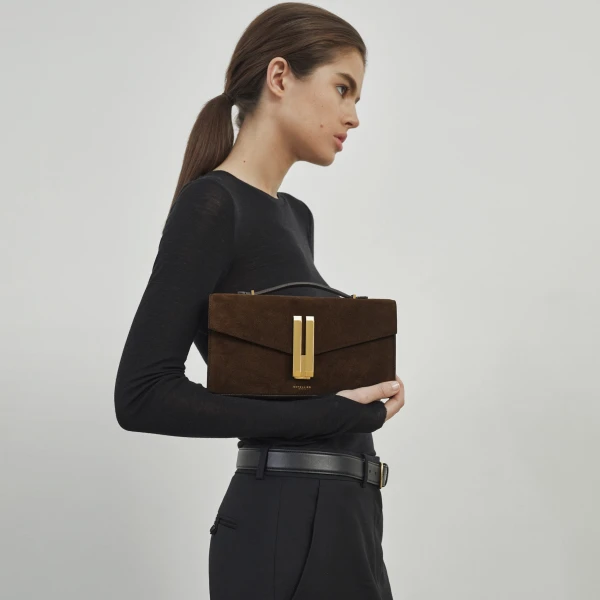 Demellier The Vancouver Clutch in Mocha Clutch Bag, view 9