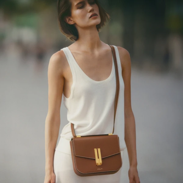 Demellier The Vancouver in Tan Crossbody Bag, view 2