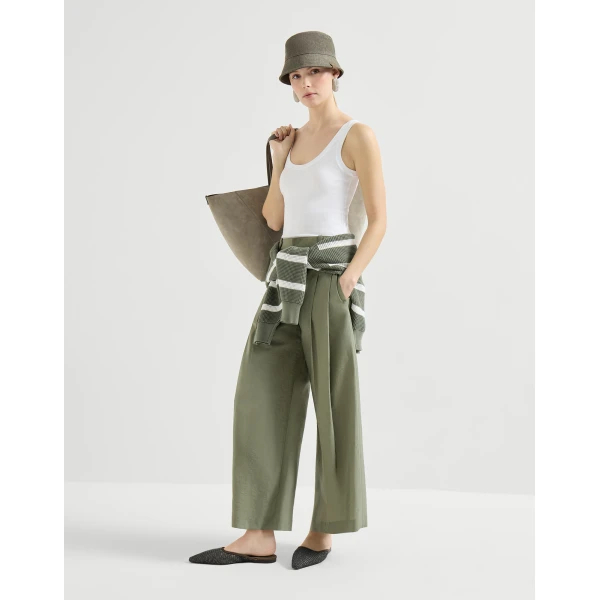 Brunello Cucinelli A-line trousers in Green, view 6