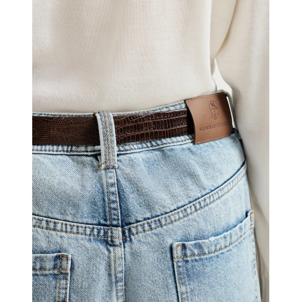 Brunello Cucinelli Baggy Tapered trousers in Light Denim, view 4
