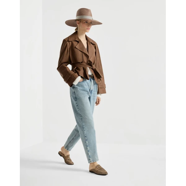 Brunello Cucinelli Baggy Tapered trousers in Light Denim, view 5