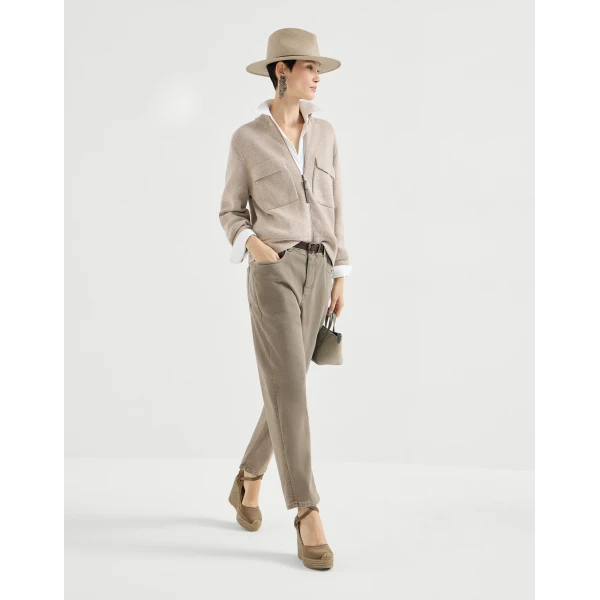 Brunello Cucinelli Baggy Tapered trousers in Military, view 5