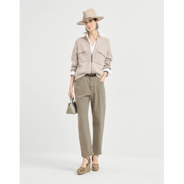 Brunello Cucinelli Baggy Tapered trousers in Military, view 6