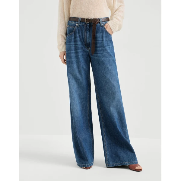 Brunello Cucinelli Baggy trousers in Denim, view 2