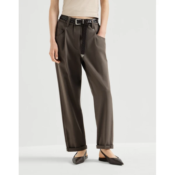 Brunello Cucinelli Baggy trousers in Pine Cone Brown, view 2