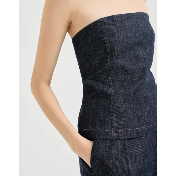 Brunello Cucinelli Bandeau top in Denim, view 4