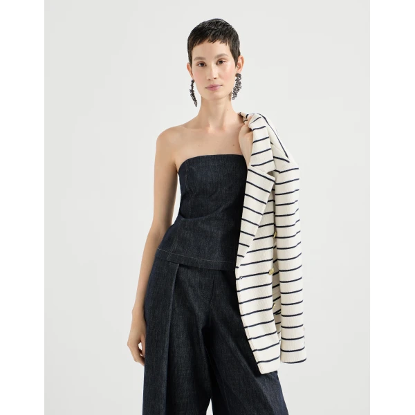 Brunello Cucinelli Bandeau top in Denim, view 5