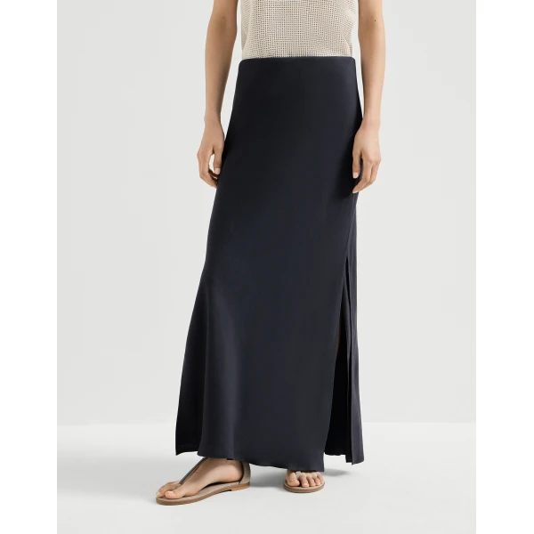 Brunello Cucinelli Bias-cut skirt in Blue, view 2