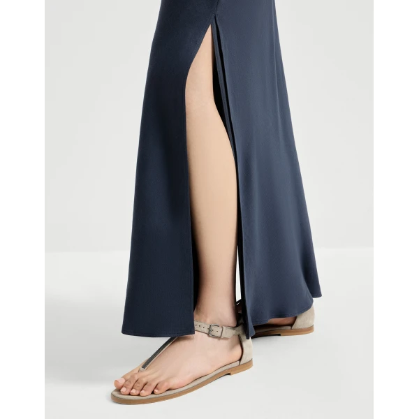 Brunello Cucinelli Bias-cut skirt in Blue, view 4