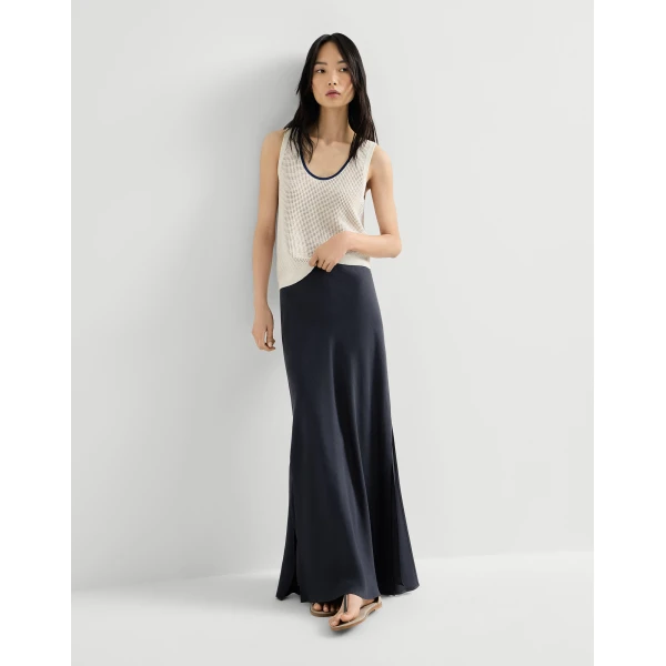 Brunello Cucinelli Bias-cut skirt in Blue, view 5