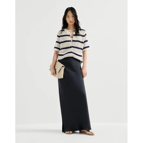 Brunello Cucinelli Bias-cut skirt in Blue, view 6