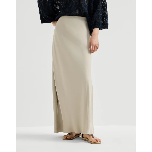 Brunello Cucinelli Bias-cut skirt in Buff, view 2