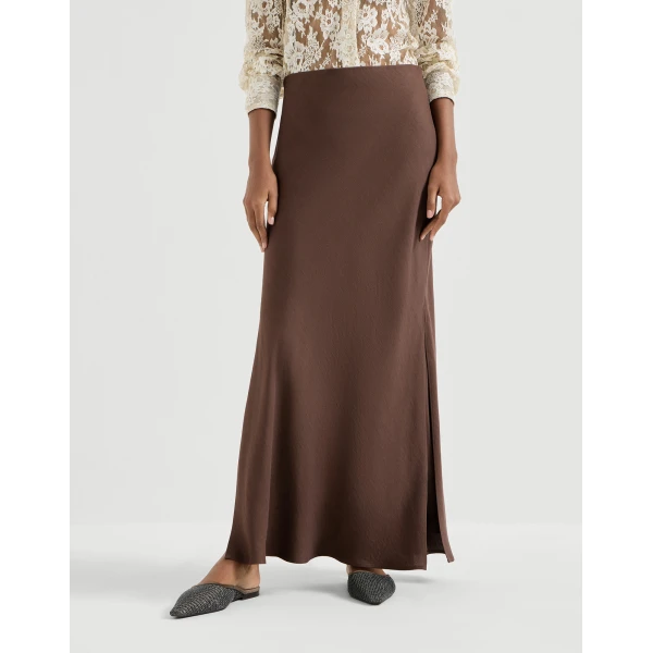 Brunello Cucinelli Bias-cut skirt in Cocoa, view 2