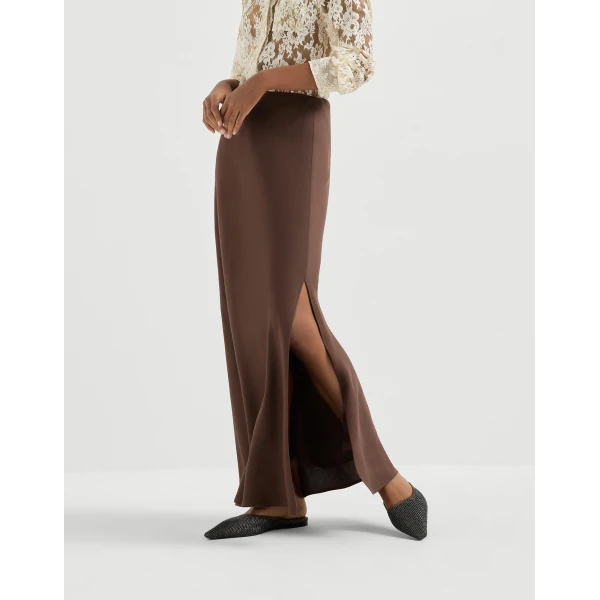Brunello Cucinelli Bias-cut skirt in Cocoa, view 5