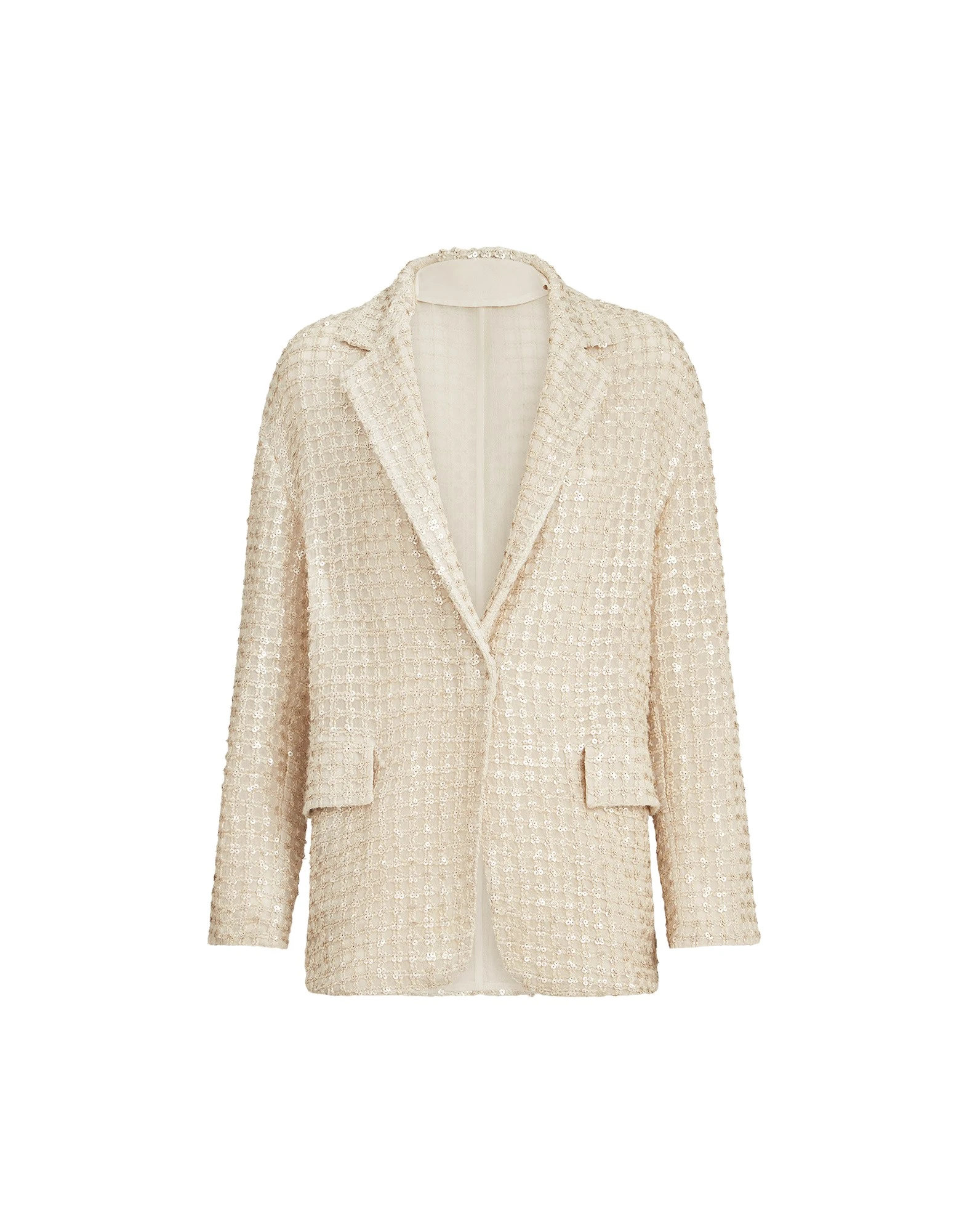 Blazer with dazzling net embroidery in Cream