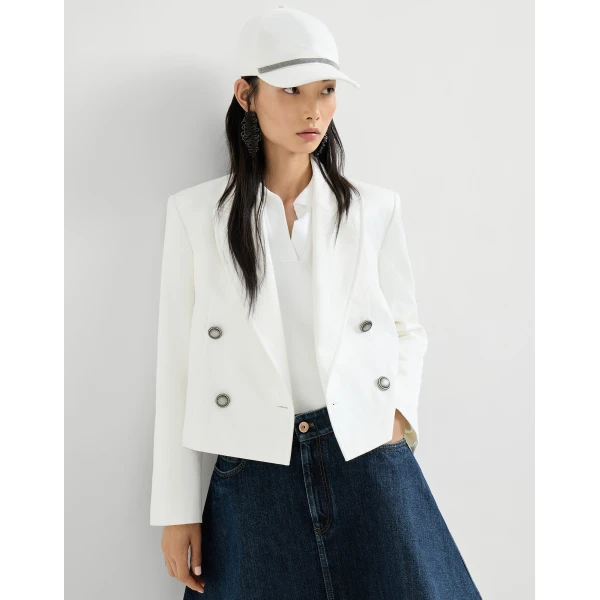 Brunello Cucinelli Blazer with monili in White, view 5